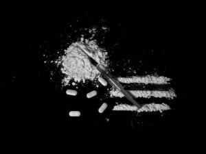 cocaine lines on black surface