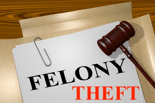 gavel over file that reads Felony Theft