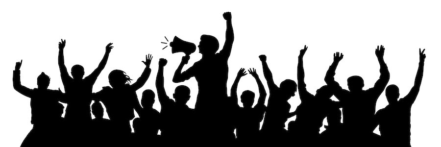 Silhouette of person with megaphone as an example of inciting a riot per Colorado CRS 18-9-102