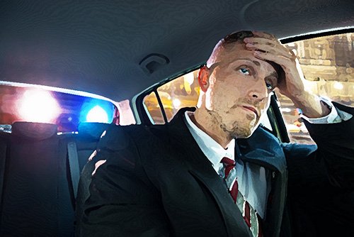 Driver who has just pulled over by police on suspicion of DUI