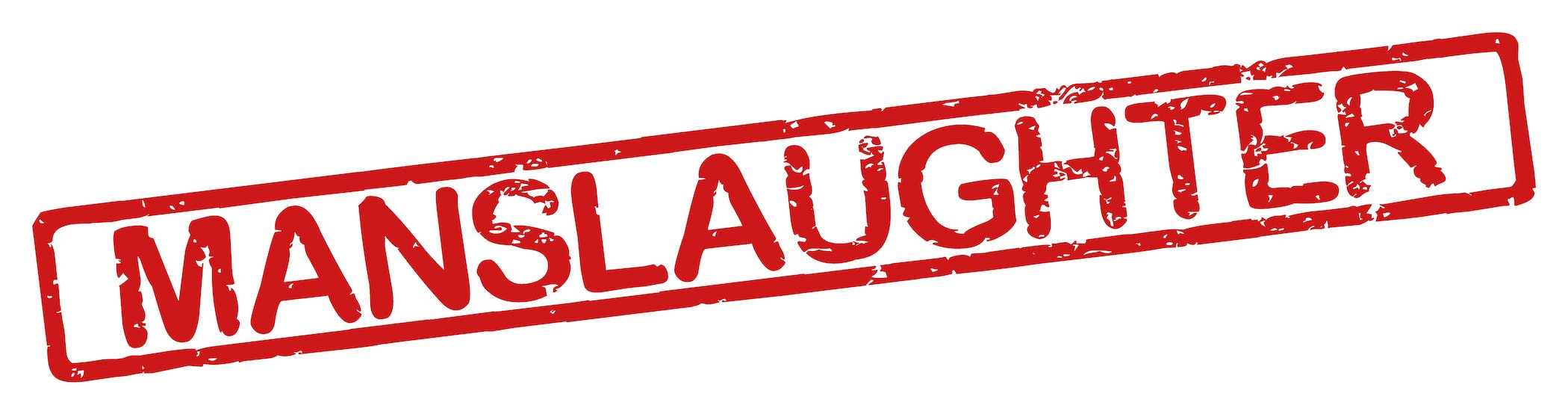 Stamp with word "manslaughter", grunge style, on white background