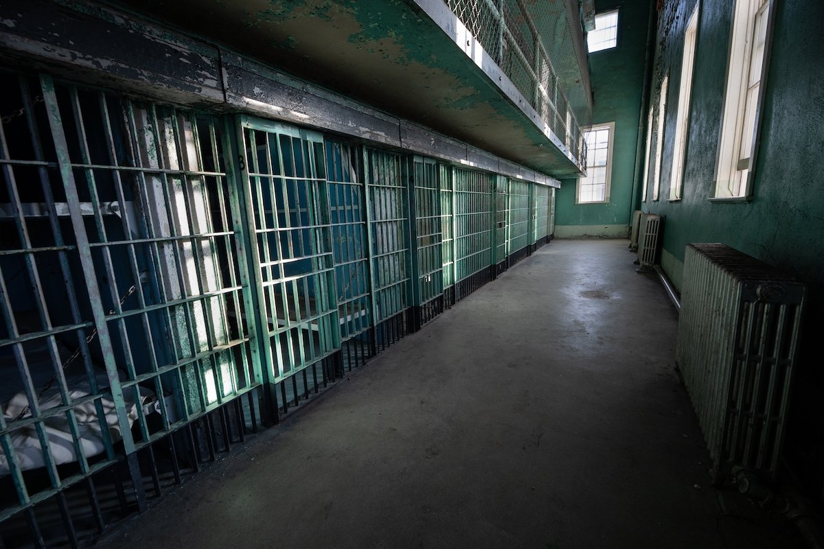 Series of empty prison cells