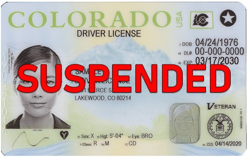 A Colorado driver's license that has been suspended due to refusing a chemical test following a DUI arrest